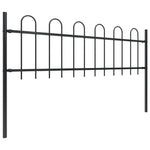 ZNTS Garden Fence with Hoop Top Steel 15.3x0.6 m Black 277646