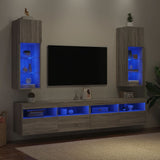 TV Cabinets with LED Lights 2 pcs Grey Sonoma 30.5x30x90 cm 837012