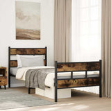 Metal Bed Frame without Mattress Smoked Oak 107x203 cm 4017067