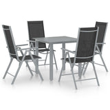 5 Piece Garden Dining Set Aluminium Silver and Black 3070632