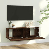 TV Wall Cabinet Smoked Oak 100x30x30 cm Engineered Wood 815096