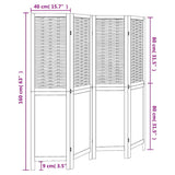 Room Divider 4 Panels Dark Brown Solid Wood Paulownia 358705