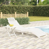 Sun Lounger White Solid Acacia wood 184 x 55 x 64 cm Foldable 363281