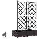 Garden Planter 2 pcs Brown 80 x 40 x 126 cm PP 42002827
