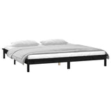 LED Bed Frame without Mattress Black 200x200 cm Solid Wood 820630
