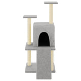 Cat Tree with Sisal Scratching Posts Light Grey 110 cm 172038