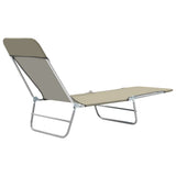 ZNTS Folding Sun Loungers 2 pcs Steel and Fabric Taupe 44303