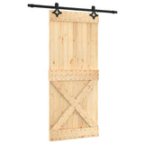 Sliding Door Natural and Black 90 x 210 cm Solid Pine Wood 3445057