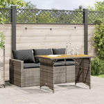 ZNTS 2 Piece Garden Dining Set with Cushions Grey Poly Rattan 366337