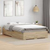 Bed Frame with Drawer Brown 140 x 200 cm Engineered Wood 3345121