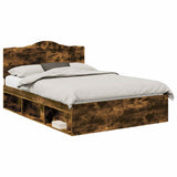 Bed Frame Smoked Oak 150 x 200 cm Solid Pine Wood 3413294