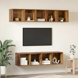 TV Cabinet Set Wall-mounted 4 pcs Old Wood Engineered Wood 3393420