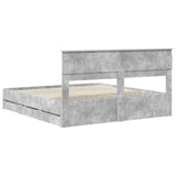 Bed Frame with Drawer Concrete Grey 200 x 200 cm Engineer Wood 3409825