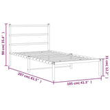 Metal Bed Frame without Mattress with Headboard White 100x200cm 355409