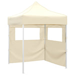Professional Folding Party Tent with 2 Sidewalls 2x2 m Steel Cream 48881