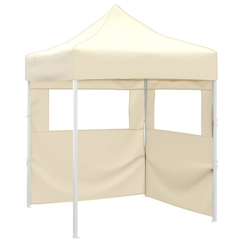 Professional Folding Party Tent with 2 Sidewalls 2x2 m Steel Cream 48881