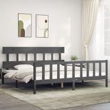 Bed Frame without Mattress Grey 200x200 cm Solid Wood Pine 3193358