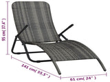 Sunlounger Grey Made of PE rattan and powder-coated steel 48128