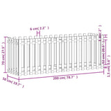 Garden Raised Bed with Fence Design 200x50x70 cm Impregnated Wood Pine 832516