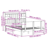 Bookcase Bed without Mattress 150x200 cm King Size Solid Wood Pine 3322694