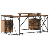 Desk with Drawer Smoked Oak 182 x 101 x 87.5 cm Engineered Wood 3376138