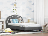 Toddler Bed Frame with Headboard Dark Grey 70 x 140 cm Velvet 42010895