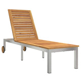 Sun Lounger Reclining Brown 207 x 58 x 35cm Solid Acacia wood 42006195