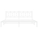 Metal Bed Frame without Mattress with Headboard White 193x203cm 376183