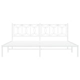 Metal Bed Frame without Mattress with Headboard White 193x203cm 376183