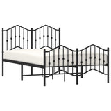 Metal Bed Frame without Mattress with Footboard Black 120x200cm 373805