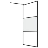 ZNTS Walk-in Shower Wall with Shelf Black 115x195 cm ESG Glass&Aluminium 3185483