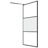 Walk-in Shower Wall with Shelf Black 115x195 cm ESG Glass&Aluminium 3185483