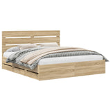 Bed Frame with Drawer Sonoma Oak 180 x 200 cm Engineer Wood 3411814