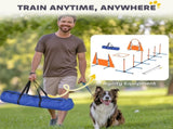Seven-Piece Dog Agility Equipment Set with Weave Poles, Jump Ring, Hurdle, Pause Box, Carry Bag, T3398P349781