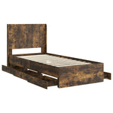 Bed Frame with Storage and Headboard Smoked Oak 90 x 190 cm 3413987