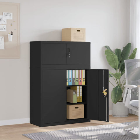 ZNTS File Cabinet Black 90x40x130 cm Steel 3188323