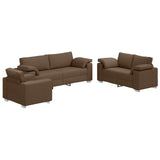 Sofa 3 pcs Brown Fabric 3324662