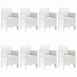 Garden Dining Set 9 pcs White Polypropylene 3378586