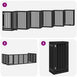 Dog Gate with Door Foldable 12 Panels Black 600 cm Poplar Wood 3155657