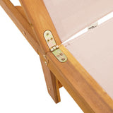 Sun Lounger with Table Cream Solid Wood Acacia and Textilene 4008416