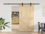 Sliding Door NARVIK Natural and Black 95 x 210 cm 3445357