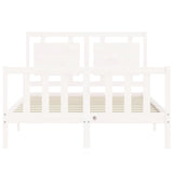 Bed Frame without Mattress White Double Solid Wood Pine 3192142