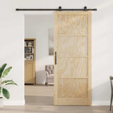 Sliding Door Set Manual Natural and black 93 x 232 cm 3333378