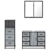 3 Piece Bathroom Furniture Set Grey Sonoma Engineered Wood 3301023