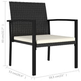 3 Piece Outdoor Dining Set Poly Rattan Black 3100407