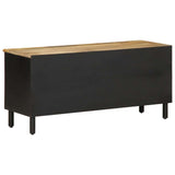 ZNTS TV Cabinet Black 100x33.5x46 cm Solid Rough Wood Mango 4018644