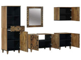 Bathroom Furniture Set with Drawer 5 pcs Brown Solid Mango Wood 3310111