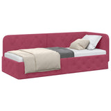 Corner Bed Frame with Headboard Wine Red 80 x 200 cm Velvet 42016517