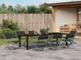 Garden Dining Set Folding 9 pcs Black Powder-Coated Steel 3379379