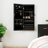 Mirror Jewellery Cabinet with LED Lights Wall Mounted Black 353233